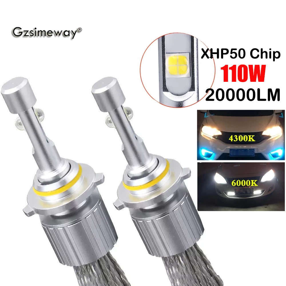 2 pcs xe đèn h1 4300k led bóng đèn 12000lm h11 h8 xhp50 6000k led h7 55w đèn pha bóng đèn 9005 9006 hb3 d2s h4 sương mù ô tô ánh sáng