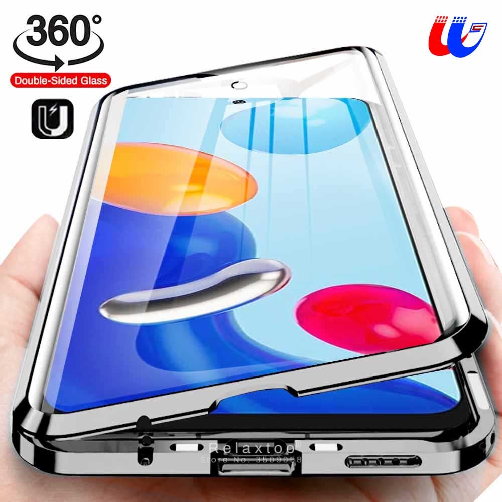 Lật Từ Trường Hợp, Ốp Kính Cường Lực Hai Mặt Viền Kim Loại Cho Xiaomi Redmi Note 11 /11s /10/10 Pro/9/Note 9S/Note 9 Pro Max/Note 8 Pro/Note 7 Pro/Note 7 Redmi 9 Dành Cho Ốp Xiaomi Mi Note 10 Lite