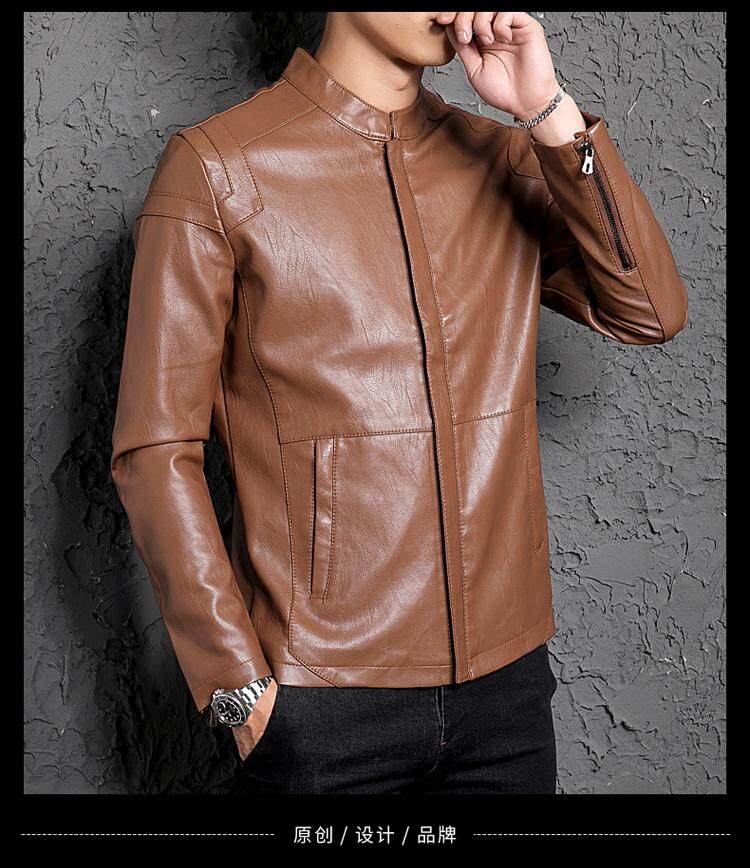 áo da nam áo khoác xe máy trang phục thu đông điển trai mẫu mới 2021 trào lưu tôn dáng phong cách hàn quốc mùa thu áo jacket da thật nam 18