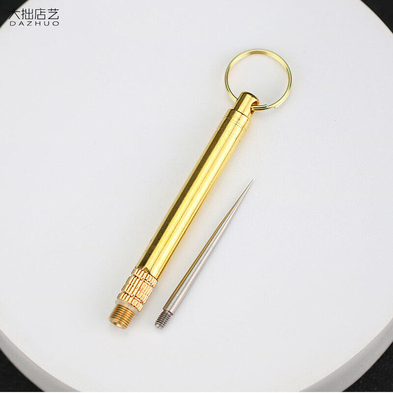 Kim Loại Đồng Nguyên Chất Ốc Vít Nhất Thể Sáng Tạo Tăm Xỉa Răng Xách Tay Móc Chìa Khóa Móc Treo Đa Chức Năng Dĩa Ăn Trái Cây