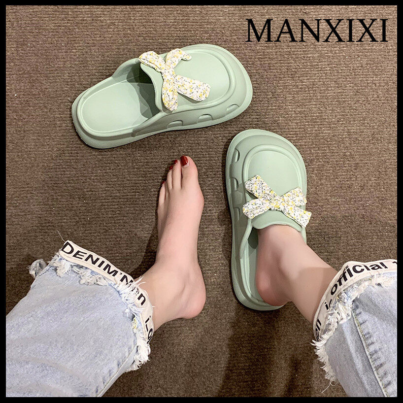 MANXIXI Women Fashion Loafers Beautiful Bow Candy Color Mules Flat Sandals (Size 36-41) ราคา 327 บาท*ส่งฟรี