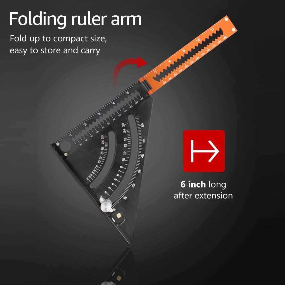 Folding Triangle Square Ruler Goniometer Aluminium Alloy Multifunction