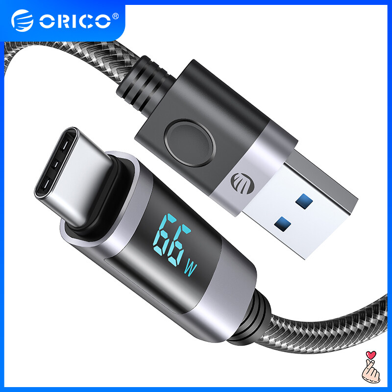 Cáp Sạc Nhanh Nhiều Cổng USB C Cáp Sạc ORICO Type C Có Màn Hình LED Cáp Sạc Máy Tính Xách Tay PD66W 