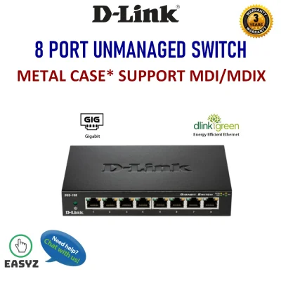 D-LINK DGS-105 DGS-108 5 Port 8 Port 10/100/1000 Gigabit LAN Desktop Unmanaged Switch in Metal Casing support MDI/MDIX (2)