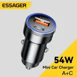 Essager 54W sạc USB trên ôtô 5A Sạc nhanh 3.0 QC PD 3.0 SCP AFC 30W Loại USB C nhanh chóng sạc điện thoại Iphone Huawei Samsung Xiaomi