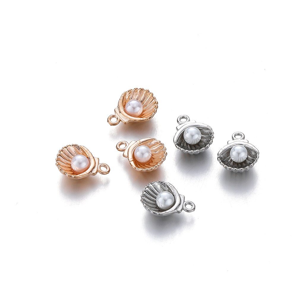 St.kunkka 10 chiếc/Túi Mặt dây chuyền vỏ vỏ ngọc trai mặt dây chuyền hợp kim sơn mài cho trang sức làm Vòng Cổ Vòng tay tự làm