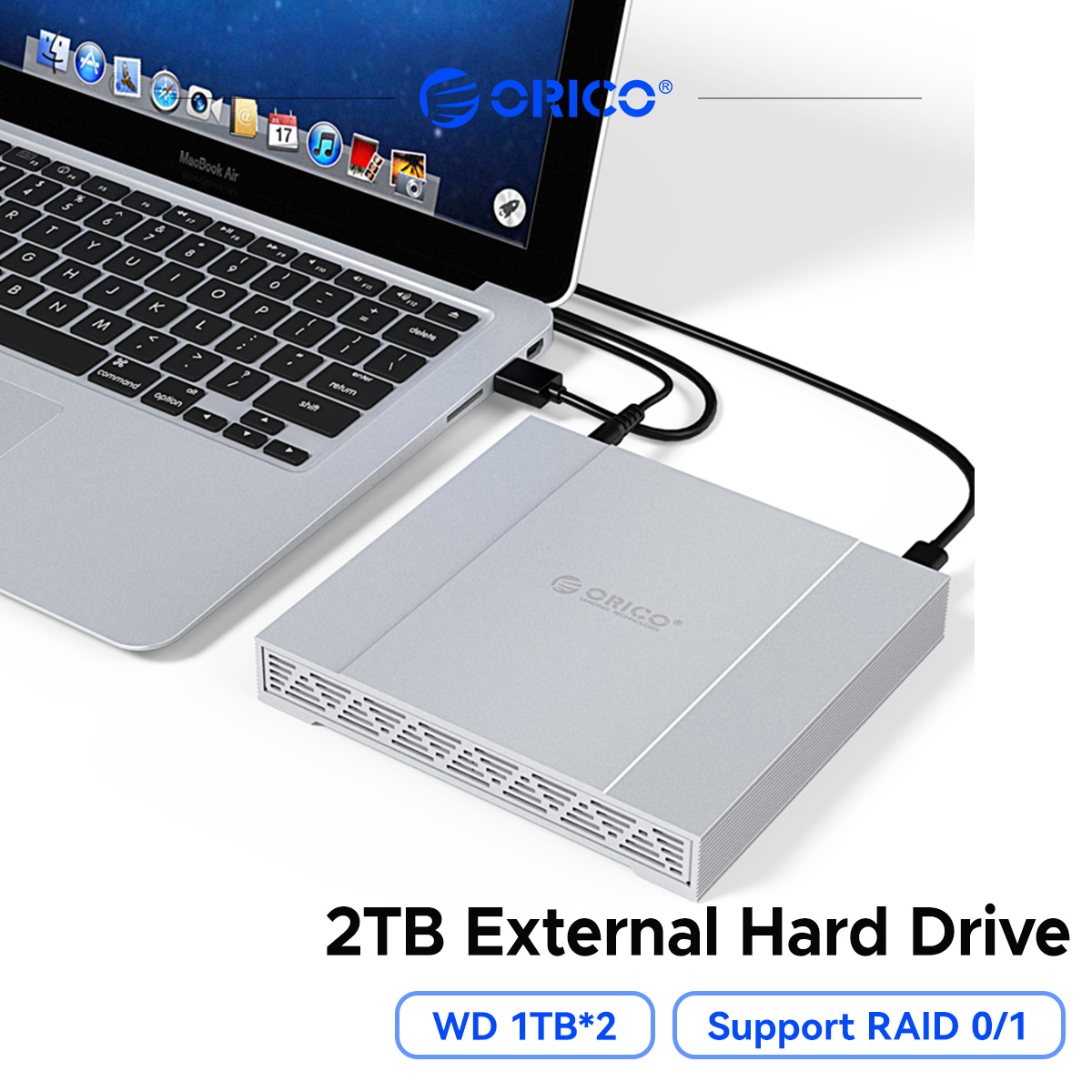 ORICO 2TB External Hard Drives Support RAID 0/1 2.5inch wd HDD Type-C Port Silicone Protection ราคา 8,279 บาท*ส่งฟรี