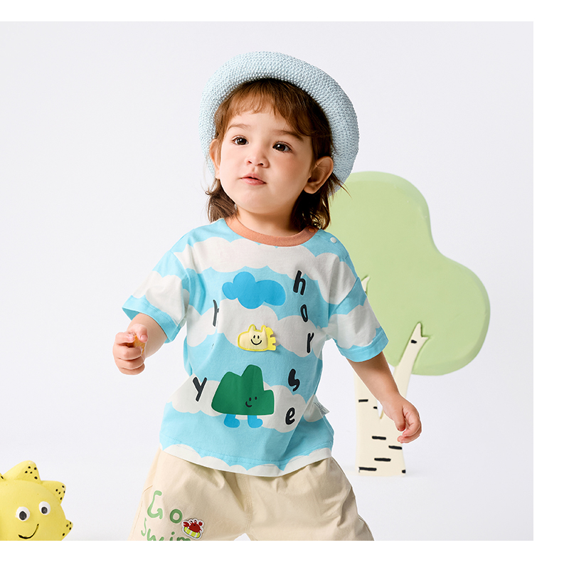 balabala Boy Short Sleeve T-Shirt Baby Top Girl Clothing 2025 New Summer Fashion Cute Infant Top