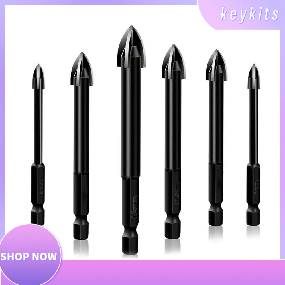 Keykits-bộ 6 mũi khoan thông dụng mũi khoan cacbua mũi khoan đa năng bộ mũi khoan đục lỗ gỗ tường gạch men hoàn toàn bằng gốm thủy tinh