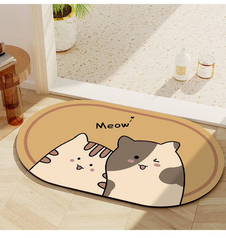 Cartoon hydrophilic pad toilet floor mat diatom ooze soft mat non-slip foot mat bathroom toilet carpet