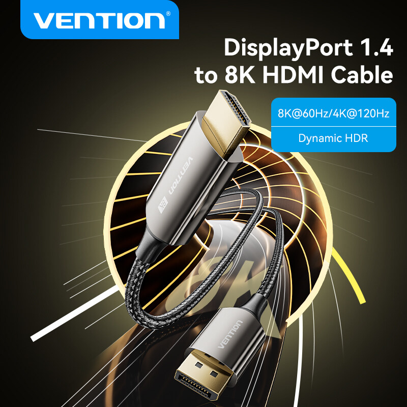 Vention Dây cáp DisplayPort Đầu đực để HDMI-A nam cáp HD 8K 60Hz cho máy tính Màn hình máy tính xách