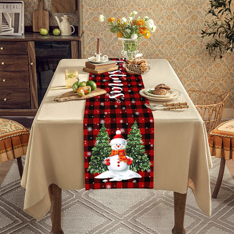 Gambar New Christmas Table Runner American Light Luxury Waterproof Tablecloth Wedding Party Decoration Cotton and Linen Table Runner