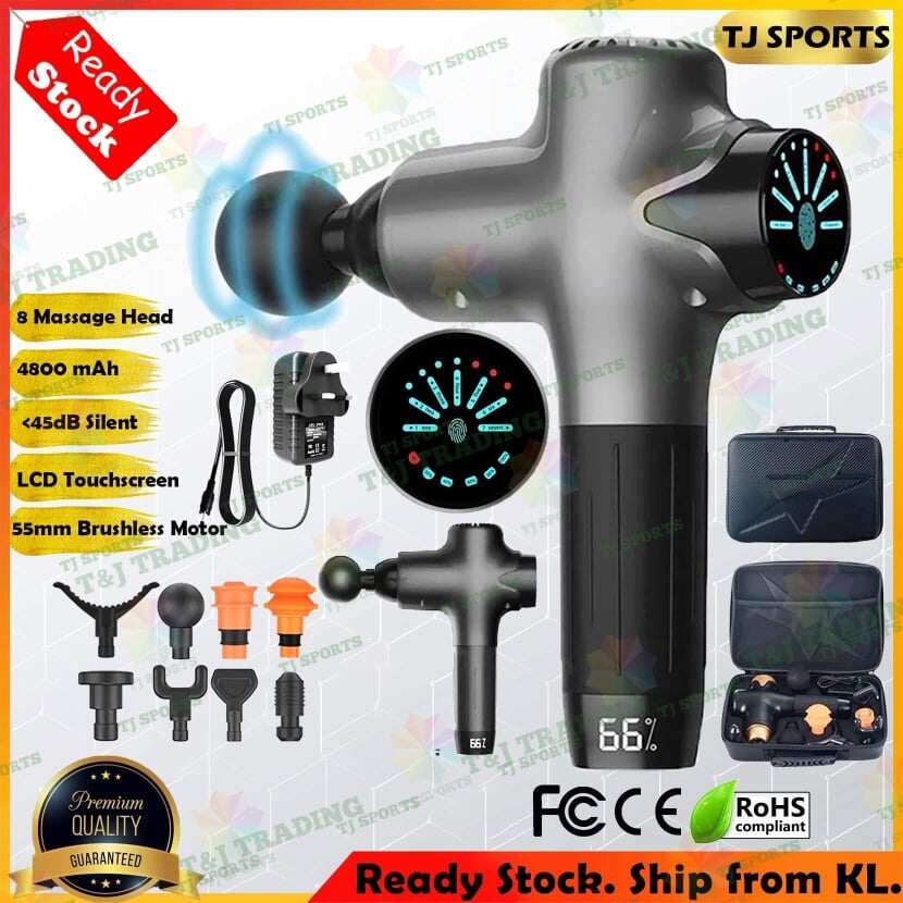 Gambar Professional Deep Penetration Strong Massage Gun High Vibrator Massage Gun Top Massage Head New LCD Display Electric Massage Gun Vibration Massager Deep Massage Muscle Booster Fascial Massage Gun Malaysia Plug TJ SPORTS