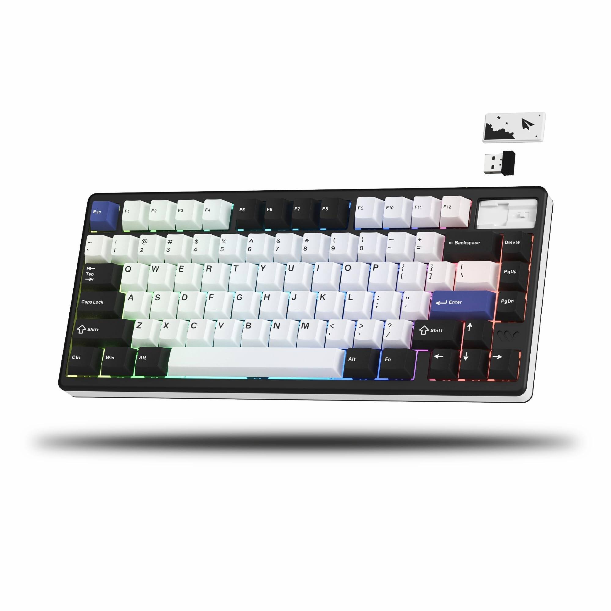 Womier sk71pro Đen qmk/thông qua bàn phím chơi game không dây nhôm CNC tri-chế độ Bàn Phím Cơ trao đổi nóng đèn nền RGB Bàn phím