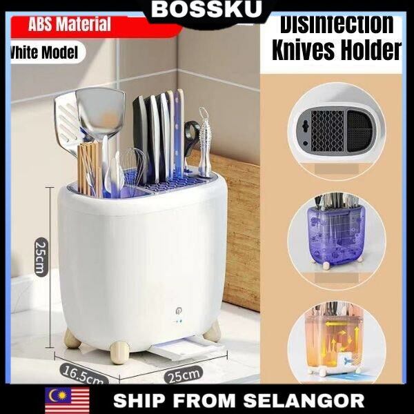 Gambar BOSSKU Kitchen Knife Holder, UV Sterilizer, Fast Draining, Multifunction Knife Holder, Kitchen Dryer, Rak Pisau, ????