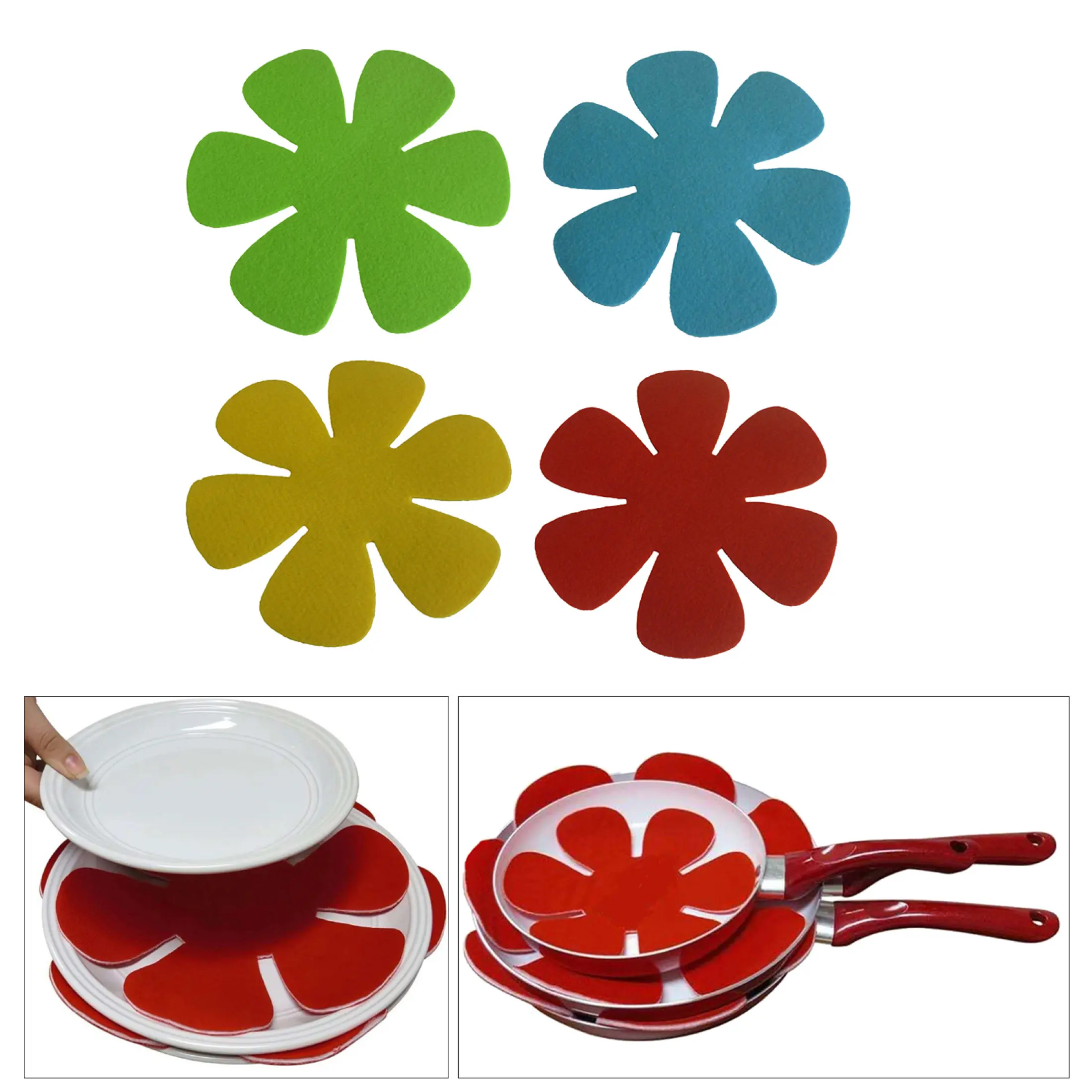1Set 4Pcs  Pot and Pan Protectors Anti-scratch Pads Dividers for Kitchenware