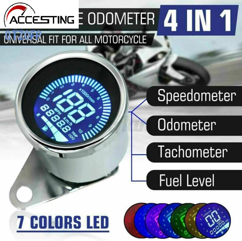 Motorcycle LED LCD Tachometer Speedometer Digital Electronic Induction Led 7 colors Backlight Odometer Speed Gauge Meter Counter 11000 Rpm Shift Tachometer Gauge car accessories for honda Yamaha Suzuki ราคา 407 บาท*ส่งฟรี