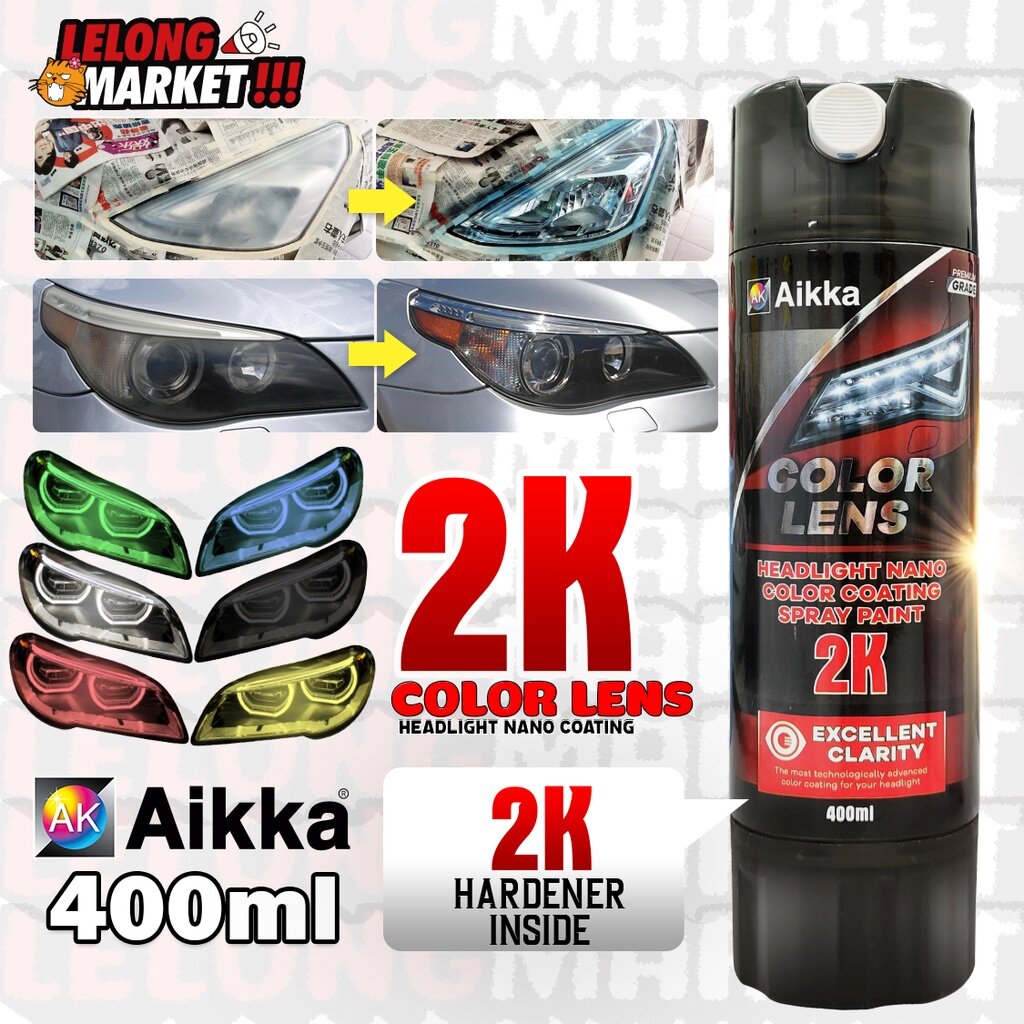 AIKKA Headlamp Color Lens Clear Lampu 400ml 2KAerosol Tin Spray
