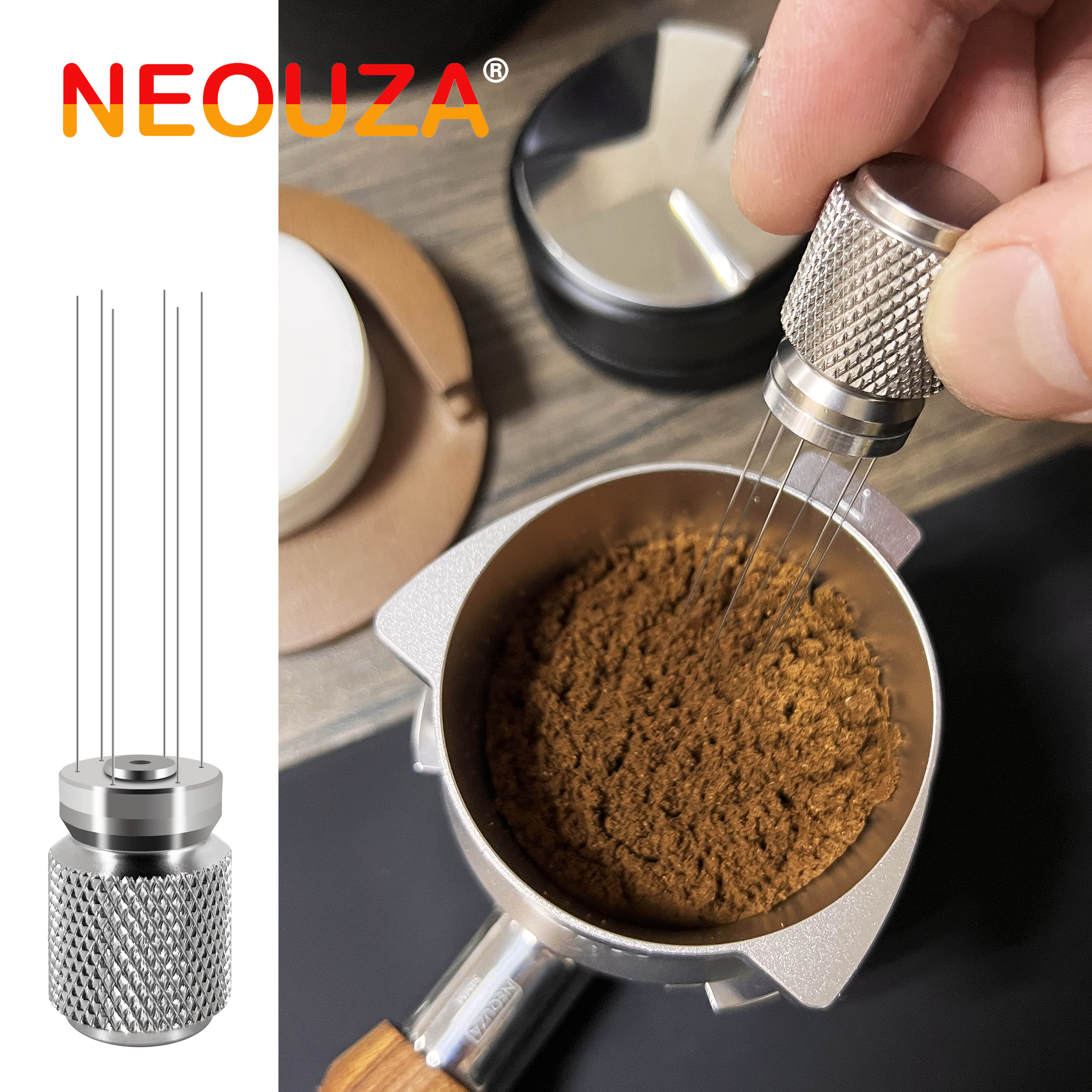 NEOUZA （6pin-S）Coffee WDT Distribution Tool Accessories, distributor Tool Aluminum Handle, 0.4mm 6 Stainless Pin , Espresso Powder Stirrer ราคา 180 บาท*ส่งฟรี
