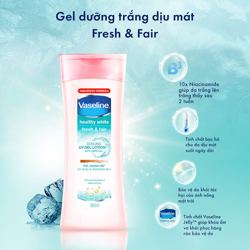 Sữa Dưỡng Thể Vaseline Fresh & Fair dưỡng da sáng mịn, làm đều màu da