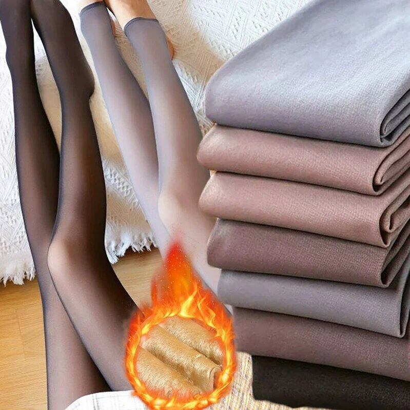  Mùa Đông quần tất ấm Pantyhose Phụ Nữ tất lông cừu eo cao Nhiệt Stocking Cách Nhiệt Quần Giả Mờ quần bó 
