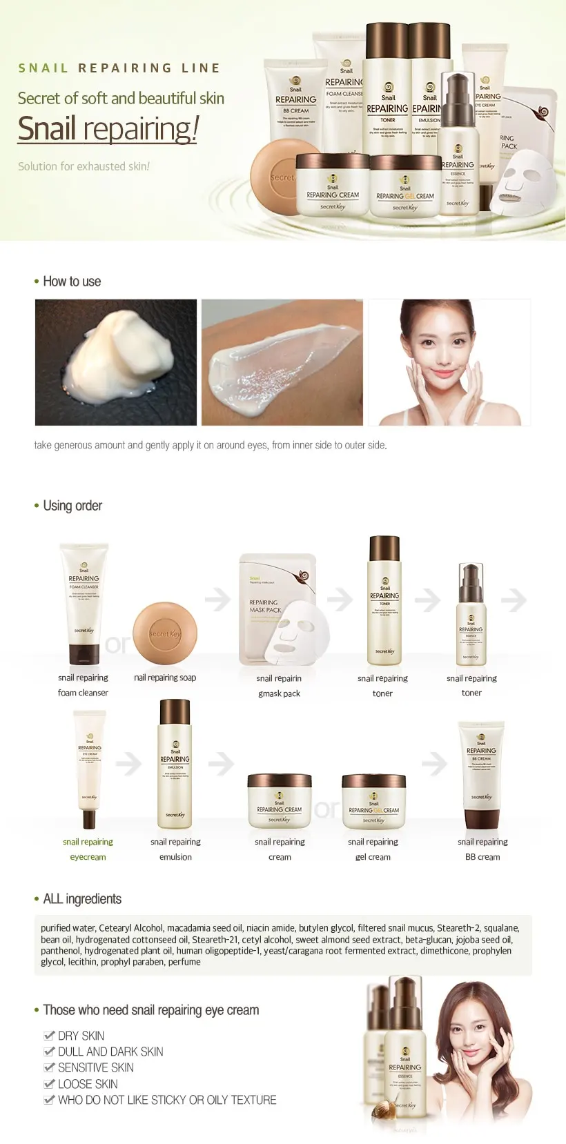 secret key snail repairing eye cream review