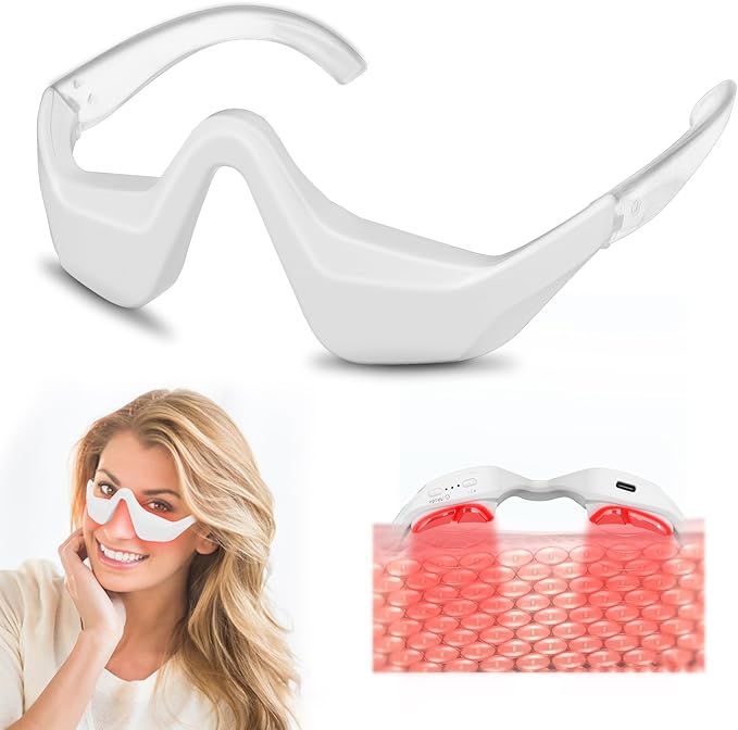 KTS Light Red LED Under-Eye Red Light Therapy Glasses, 4 Modes Light Therapy Eye Massager, Red 650NM for The Treatment of Periorbital Wrinkles(White) ราคา 1,599 บาท*ส่งฟรี