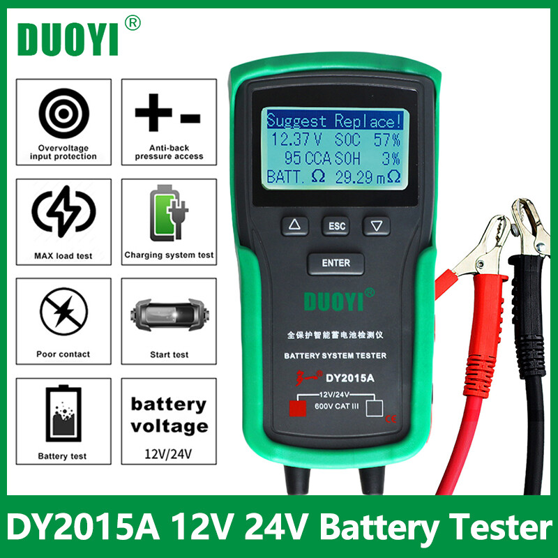 Duoyi máy kiểm tra ắc quy xe hơi dy2015a 12v 24v dụng cụ vạn năng kỹ thuật số máy kiểm tra sạc pin tải axit cca chì máy kiểm tra dung lượng ắc quy