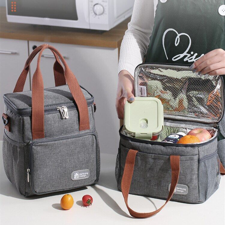 Gambar High Capacity Lunch Bag Women Outdoor Camping Hiking Food Thermal Pouch Child Picnic Drink Snack Keep Fresh Storage Package Item
