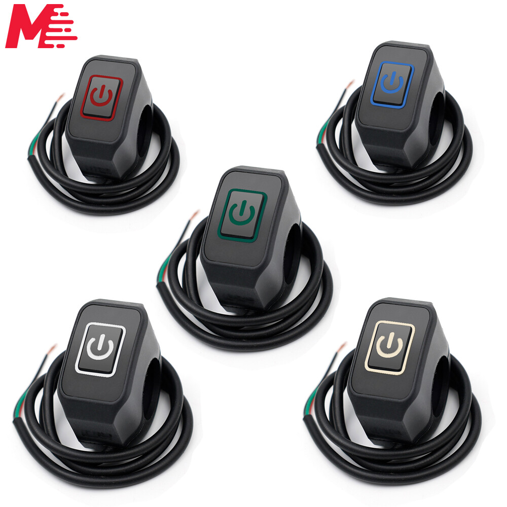 Milerush 1 công tắc xe máy công tắc điều khiển sửa đổi còi đèn pha công tắc nút gắn tay lái 22mm màu đỏ xanh dương trắng vàng xanh lá cây có đèn led