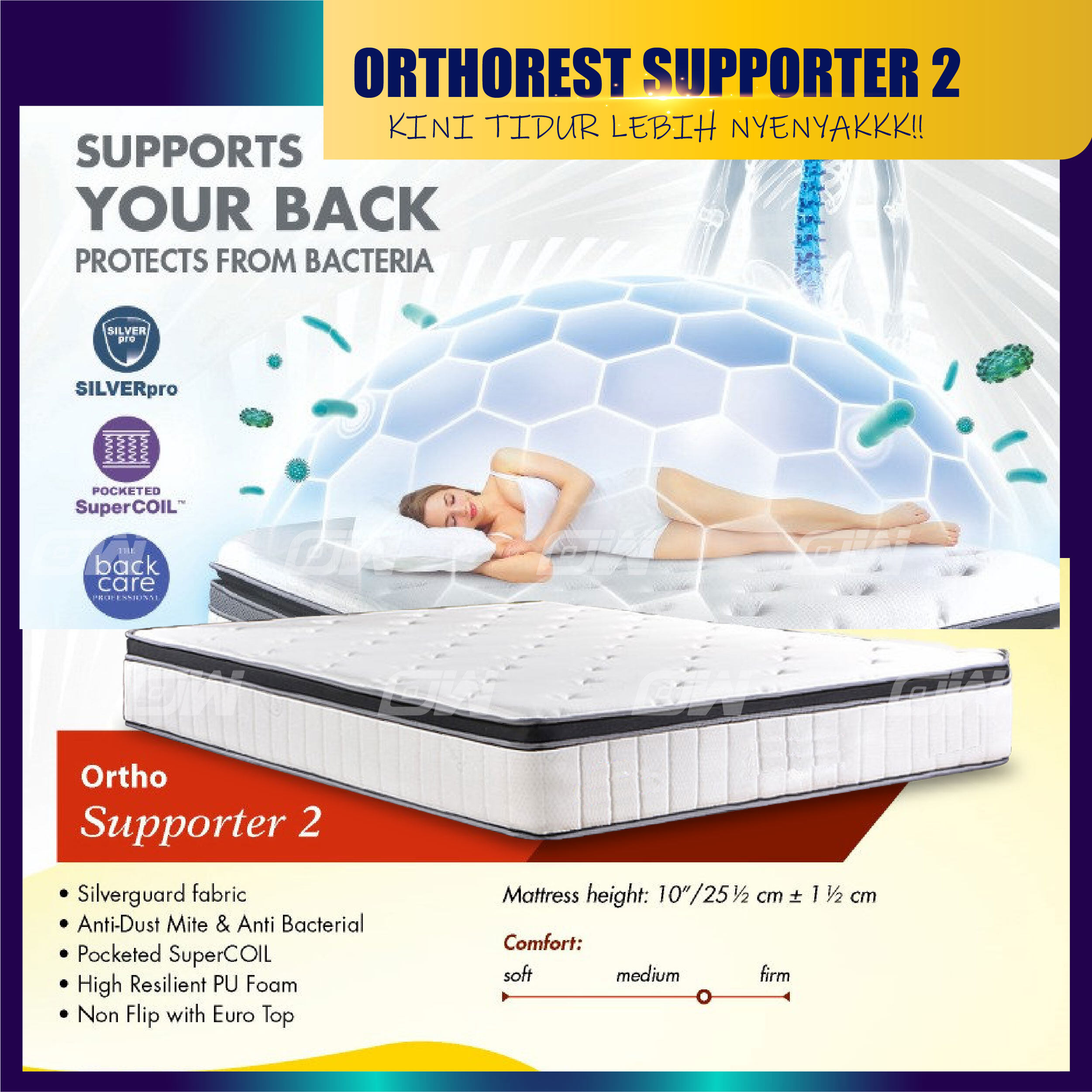 Dunlopillo Orthorest Supporter 2 Eurotop 10″ Pocketed Coil Mattress, 5