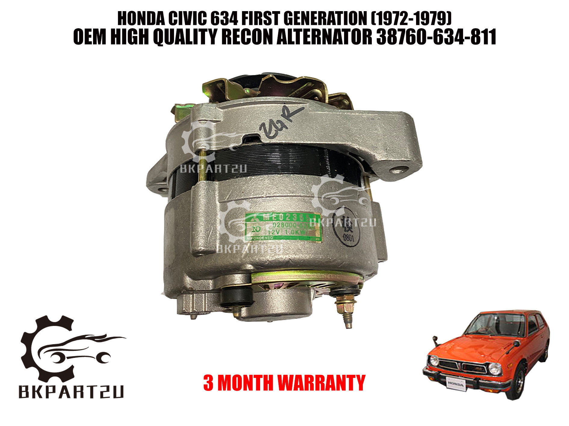 Honda Civic Sr4 Eg Eg9 1992 1995 Alternator 3pin 12v 65a Made By Recon 3 Month Warranty Lazada