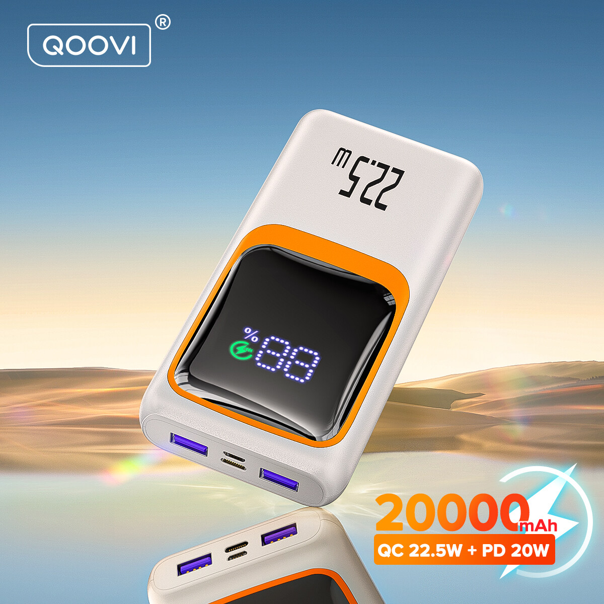 QOOVI 20000mAh sạc dự phòng 22.5W Nhanh Chóng Sạc Powerbank Với Màn hình LED kỹ thuật số dung tích lớn Đồ sạc di động Cho iPhone 15 Oppo Xiaomi Điện Thoại Thông Minh Máy Tính Bảng