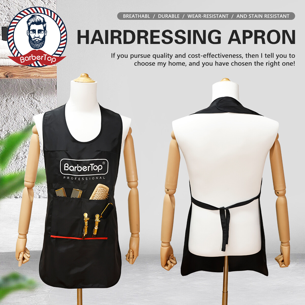 Thợ Cắt Tóc Tạp dề bartender Tạp dề bồi bàn apronbarber không thấm nước làm tóc Tạp dề thợ làm tóc mặc quần áo khăn choàng vải bọc chuyên nghiệp tạo mẫu tóc Áo choàng cắt tóc