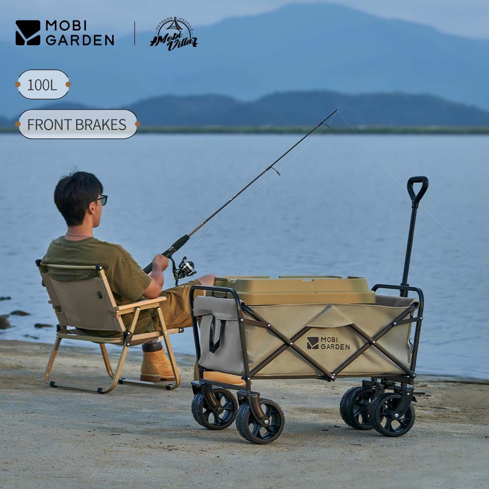 MOBI GARDEN Camping Trolley Outdoor Cart Foldable Wagon 100L With Brake Fishing Shopping ราคา 4,084 บาท*ส่งฟรี