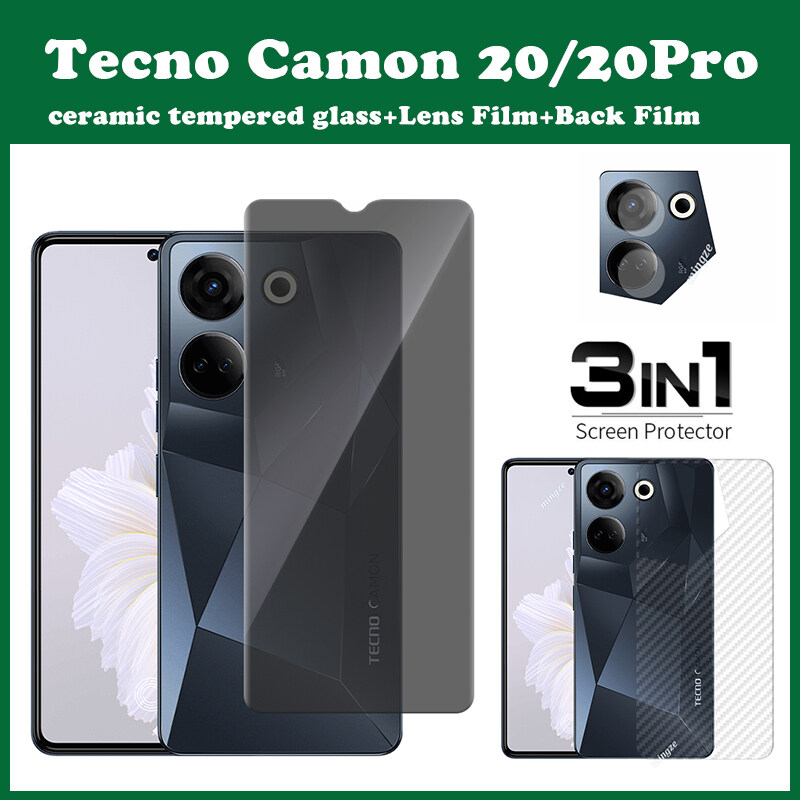 Tecno Camon 20 Kính cường lực Tecno Camon 20 Pro 4G miếng bảo vệ màn hình Tecno Camon 20 Pro 5Gamera vòng bảo vệ ống kính máy ảnh của điện thoại Màn Hình bọc hoàn toàn Mờ Kính Bảo mật 3 Trong 1 sợi Carbon miếng phim dán sau