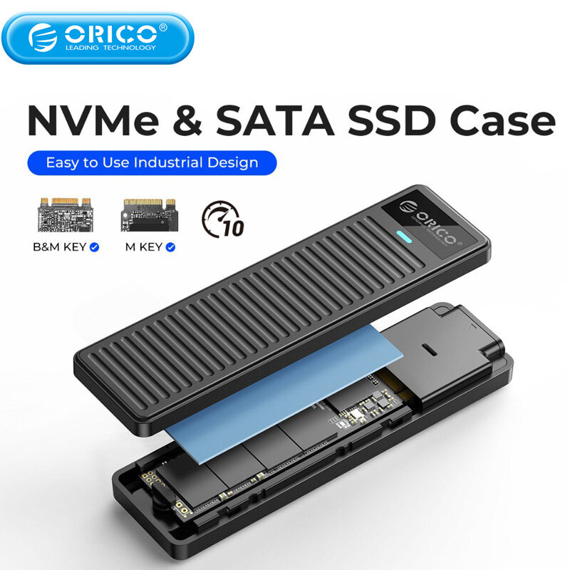 ORICO M.2 NVMe & SATA bao vây 10gbps usb3.2 Gen2 M.2 Vỏ đựng ổ SSD NVMe Bộ chuyển đổi hộp cho văn phòng kinh doanh NVMe & ổ SSD SATA công cụ miễn phí Hỗ trợ UASP (pddm2c3)