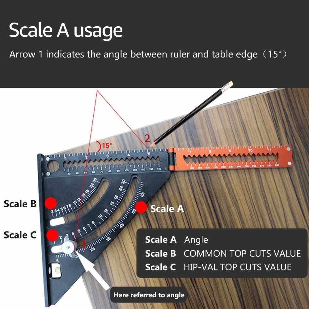 Folding Triangle Square Ruler Goniometer Aluminium Alloy Multifunction