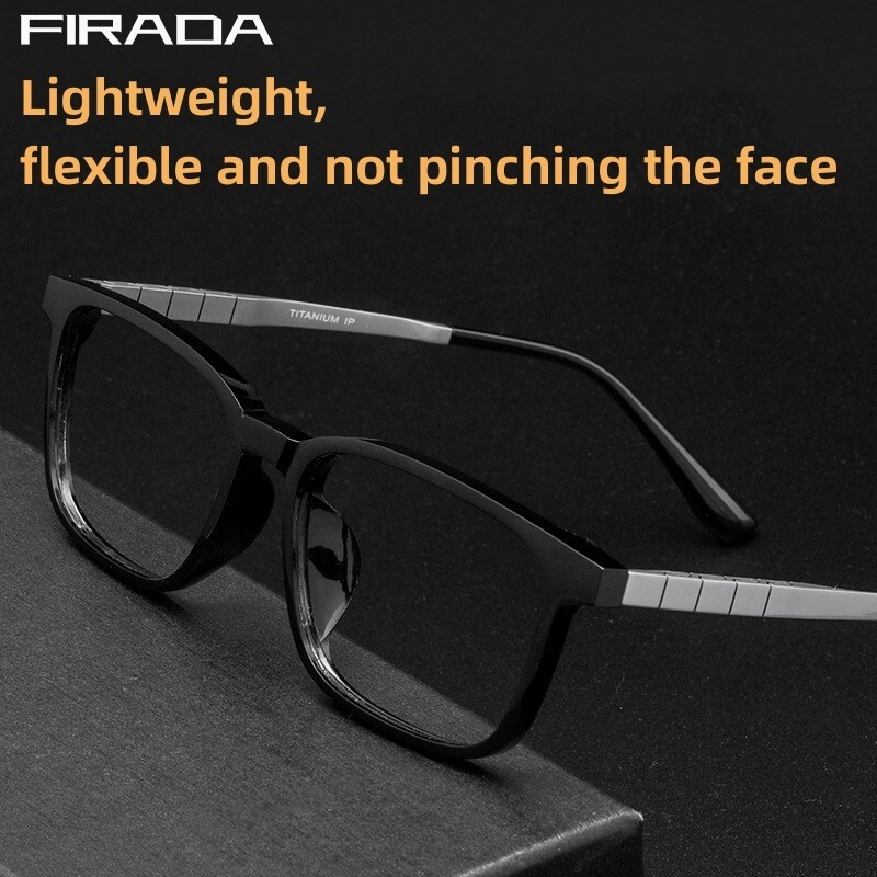FIRADA Kính Mắt Sang Trọng Kính Mắt Sợi Acetate Titan Nguyên Chất Vuông Retro Gọng Kính Theo Toa Thuốc Quang Học Cho Nam 15209T