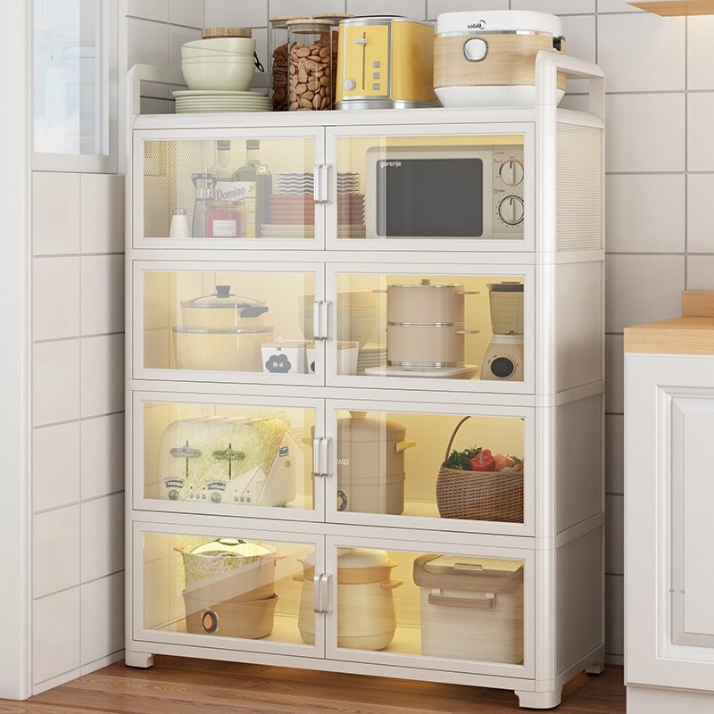 Gambar Kitchen shelf landing multilayer locker with multi function ambry door dishes with electrical storage pot consisting ark