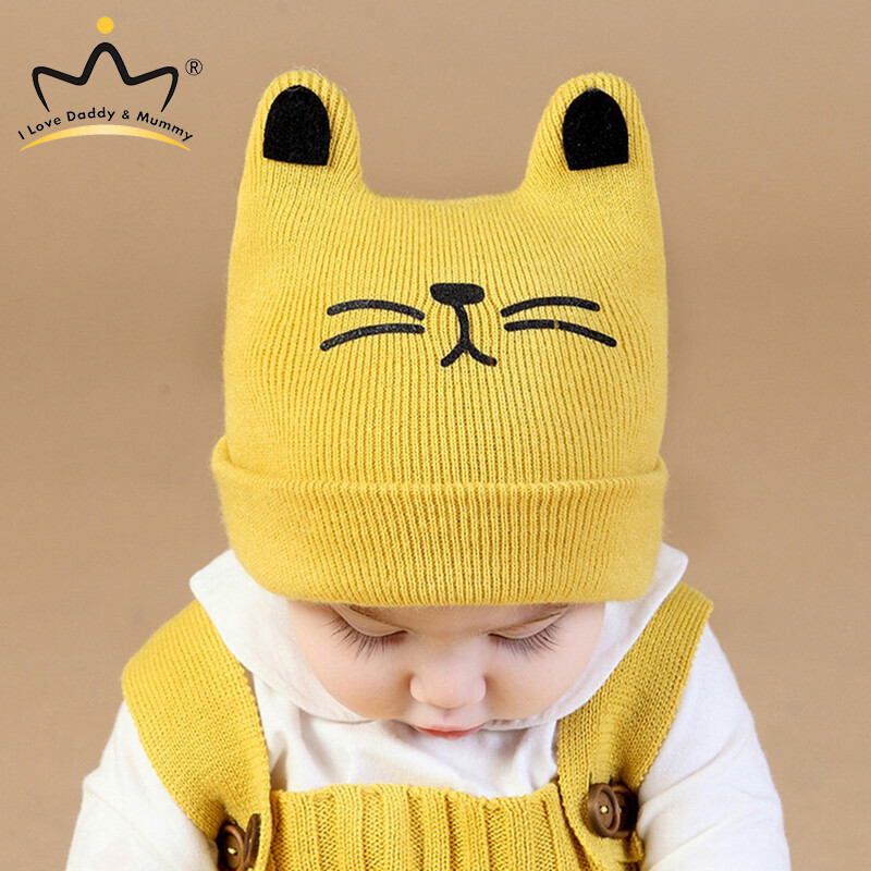 I Love Daddy&Mummy Mũ Trẻ Em Mũ Mùa Đông Mũ Trẻ Em Cho Bé Trai Cô Gái Bông Mũ Len Trẻ Mới Biết Đi Trẻ Sơ Sinh Dệt Kim Bonnet 0-12M Xương Trẻ Sơ Sinh