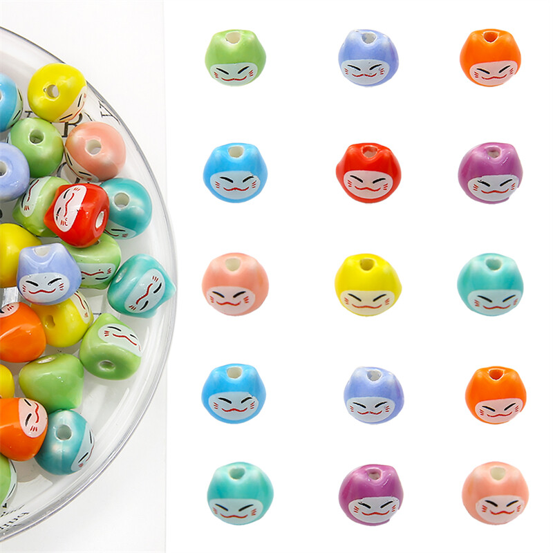 5-10 hạt charm mèo bằng sứ thủ công để làm vòng cổ vòng tay tự làm đồ trang sức thủ công