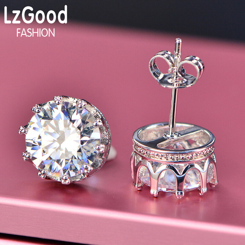 Siêu lấp lánh 1 Karat bông tai kim cương chúng tôi nhập khẩu D màu moissanite vương miện hạt bông tai