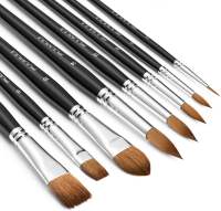Sable Watercolor Brushes Professional 8Pcs Fuumuui Kolinsky Sable Brush Set Variety Shapes with Flat Round Pointed Cats Tongue Oval Wash Perfect for Watercolour Acrylic Gouache Inks Painting