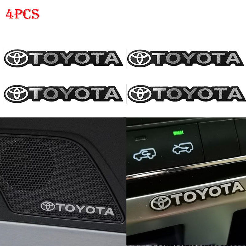 4 Cái/bộ Nhôm Xe Âm Nhạc Máy Nghe Nhạc Nhãn Dán Biểu Tượng Đề Can Huy Hiệu Loa Âm Thanh Cho Toyota Camry Corolla , Avanza Yaris Calya Vios Innova Fortuner Tundra Rav4 Trang Trí Nội Thất Ô Tô
