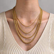 Vnox Twisted Chain Necklaces for Women Men, Gold Plated