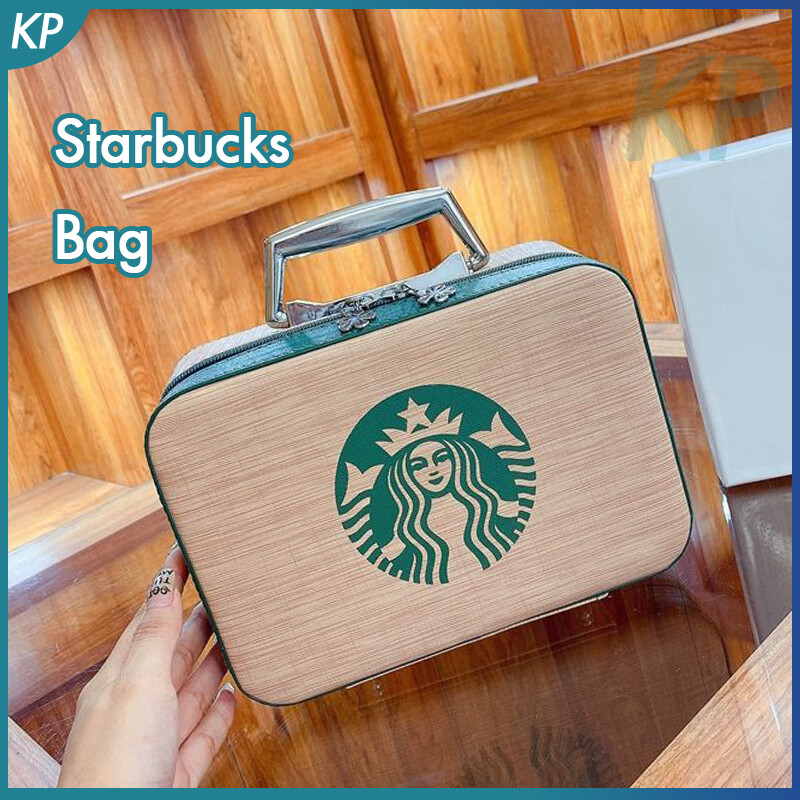 Starbuck túi đựng mỹ phẩm túi xách sức chứa lớn túi vỏ cứng nhẹ sang trọng cầm tay