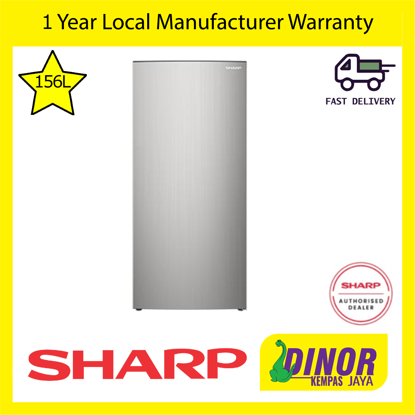 Sharp Sjd220ms 189l Metal Door Finish 1 Door Fridge Refrigerator Peti Sejuk Lazada