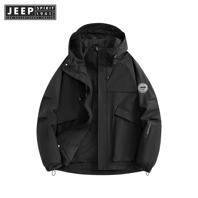 JEEP SPIRIT 1941 ESTD Men's Waterproof Windbreaker Outdoor Sports Windproof Hiking Camping Hiking Jacket