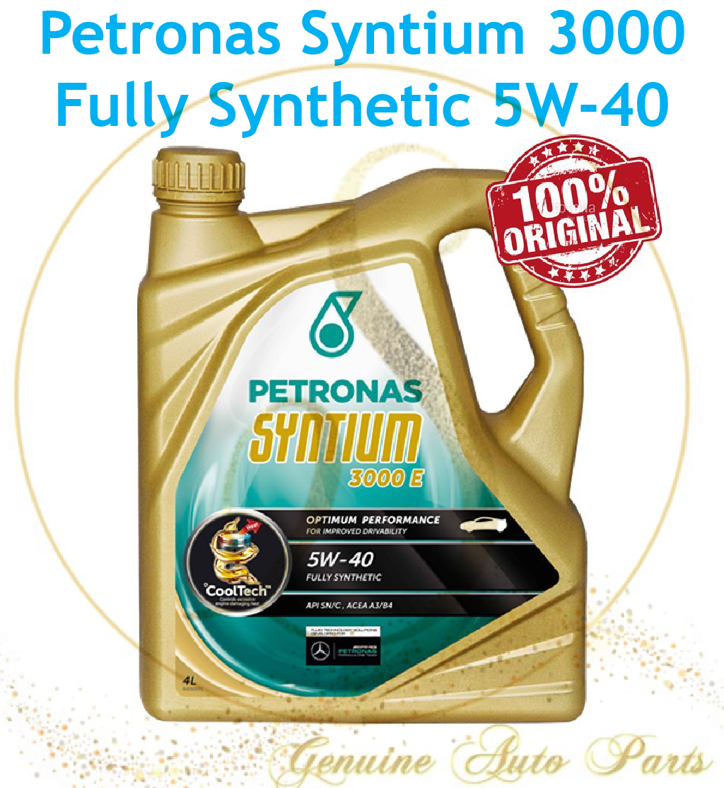 ORIGINAL Petronas Syntium 3000 E 5W40 SN/CF Fully Synthetic Engine Oil 4L 10000KM 5W-40